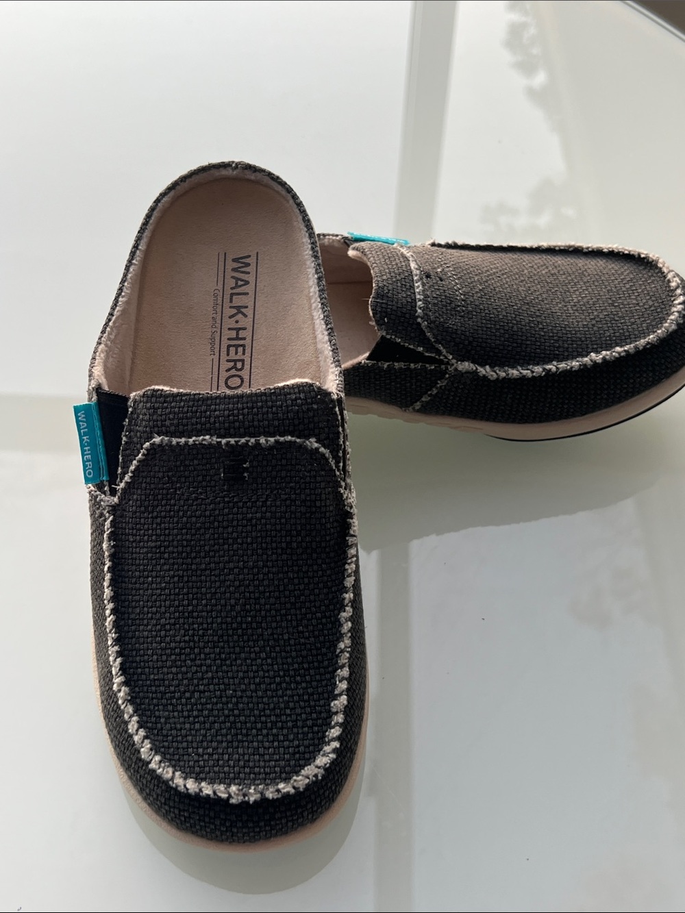 Walk Hero Women's Black Slip-On Canvas Mules
